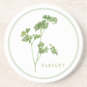 FRESH PARSLEY Round Sandstone Coaster (+text)