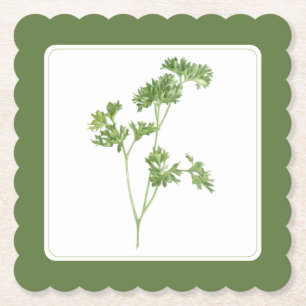 FRESH PARSLEY Scallop Square Coaster (-text) Green