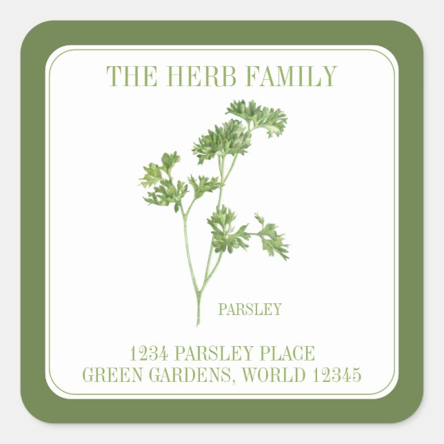 FRESH PARSLEY Small Square Envelope Seals - Green (Front)