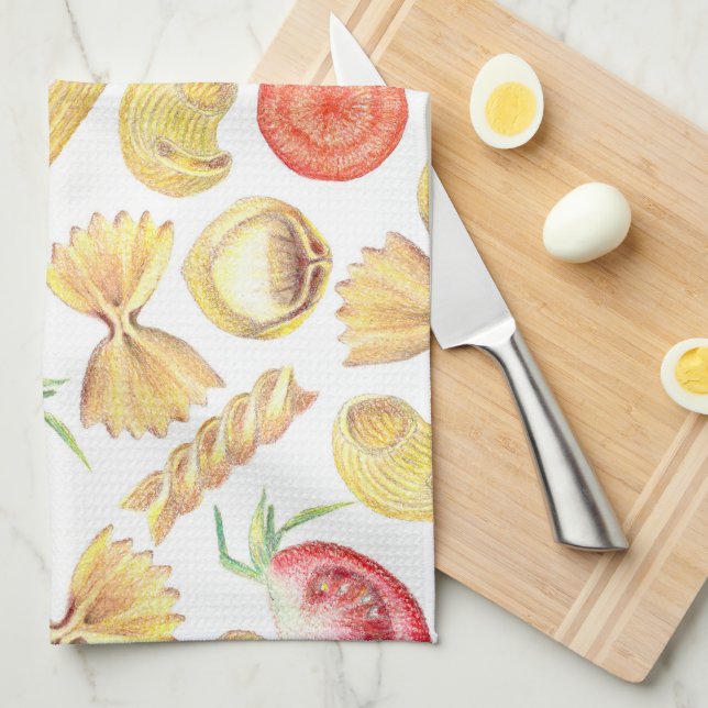 Fresh Pasta & Tomatos Mix Tea Towel (Quarter Fold)