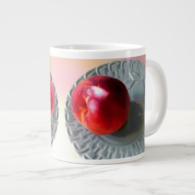 Fresh Peach in sunlight Large Coffee Mug (Front Right)