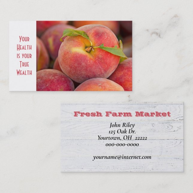fresh peach with leaf business card (Front/Back)