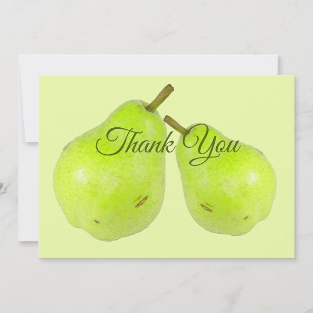  Fresh Pear Green Juicy And Sweet   Thank You Card (Front)