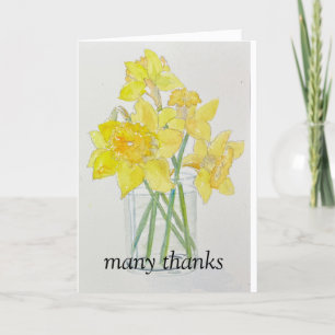 Fresh Picked Daffodils spring yellows watercolor Thank You Card