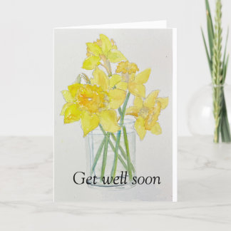 Fresh Picked Daffodils yellows watercolor get well Thank You Card