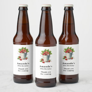 Fresh Picked Strawberries in a Bucket Beer Bottle Label