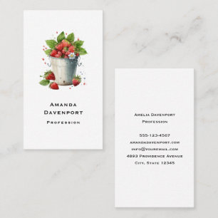 Fresh Picked Strawberries in a Bucket Business Card