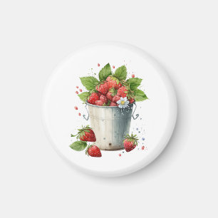 Fresh Picked Strawberries in a Bucket Magnet