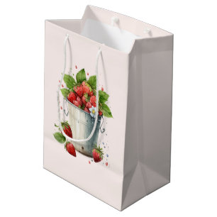 Fresh Picked Strawberries in a Bucket Medium Gift Bag