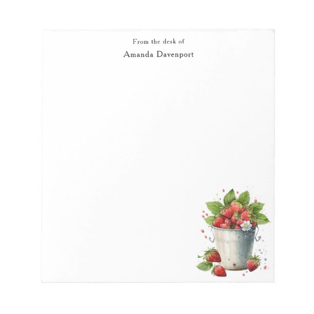 Fresh Picked Strawberries in a Bucket Notepad (Front)