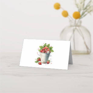 Fresh Picked Strawberries in a Bucket Place Card