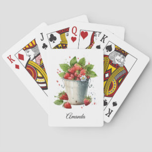 Fresh Picked Strawberries in a Bucket Playing Cards