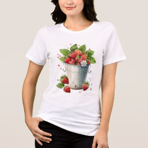 Fresh Picked Strawberries in a Bucket Tri-Blend Shirt