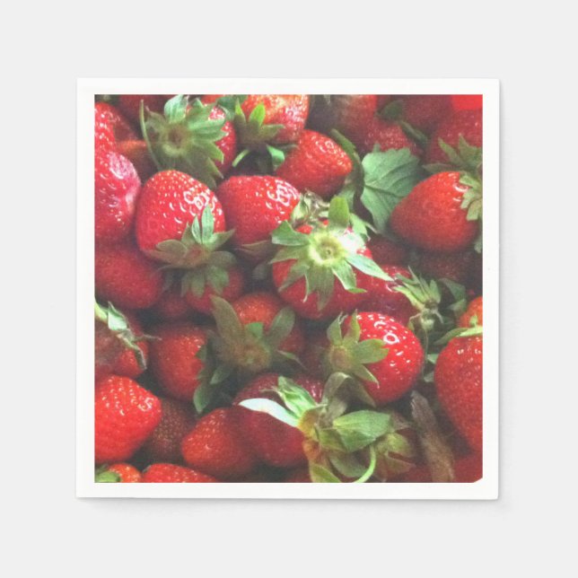 Fresh picked strawberries napkin (Front)
