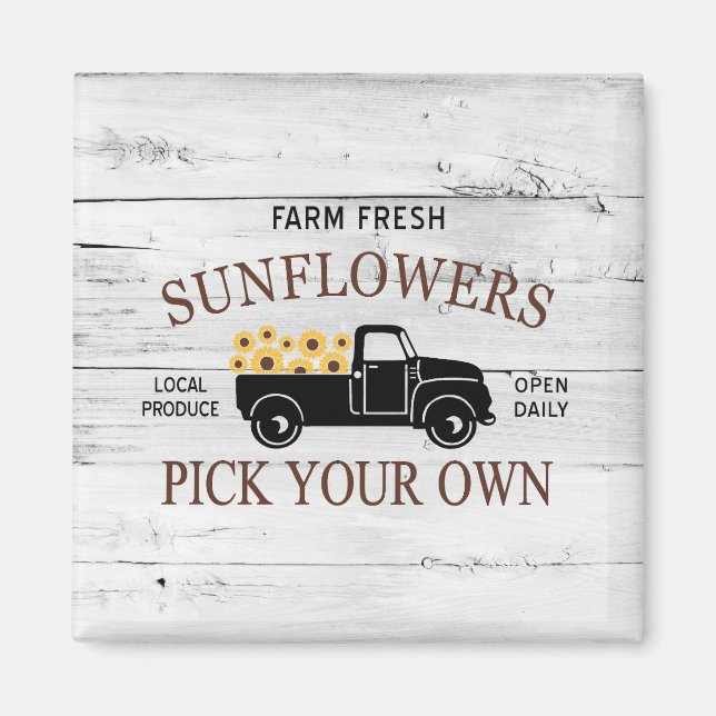 Fresh Picked Sunflowers Farm Truck Magnet (Front)