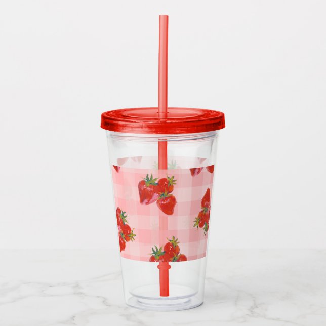 Fresh Picked Tumbler  Strawberry Fruit Acrylic Cup (Front)