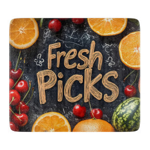 Fresh Picks: Colorful Fruit Arrangement Cutting Board
