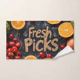 Fresh Picks: Colorful Fruit Arrangement Hand Towel