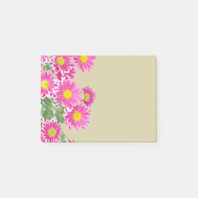 Fresh Pink Daisy Flowers Border Post-it Notes (Front)