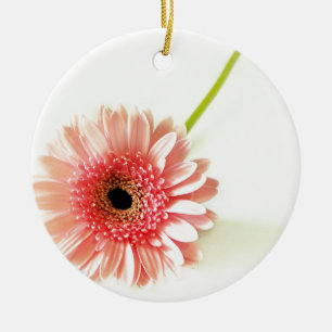 Fresh Pink Gerbera Daisy Photograph Ceramic Tree Decoration