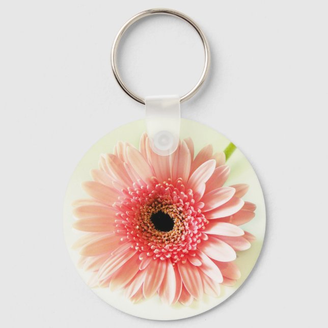 Fresh Pink Gerbera Daisy Photograph Key Ring (Front)