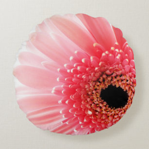 Fresh Pink Gerbera Daisy Photograph Round Cushion
