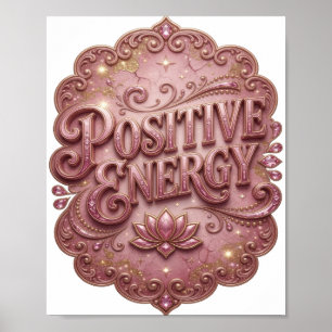 Fresh Pink POSITIVE ENERGY 3D Text Art Poster