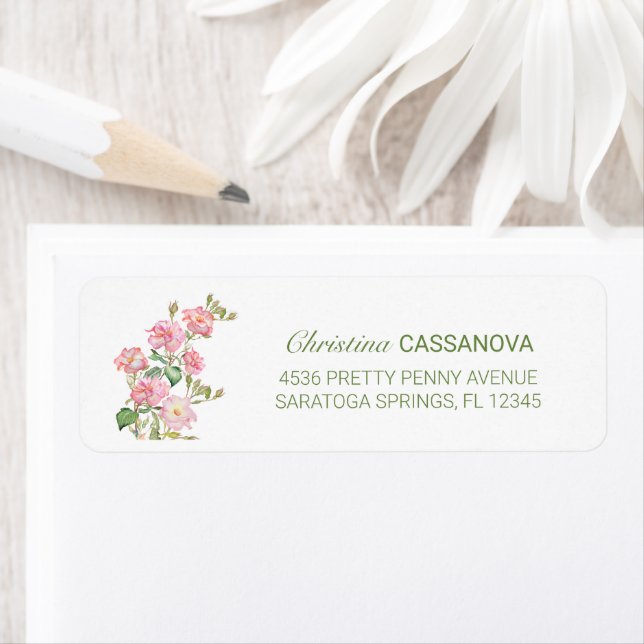 Fresh Pink Spring Floral Return Address (Insitu)