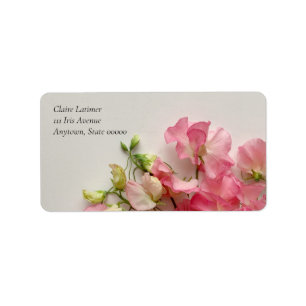 Fresh pink sweet peas label