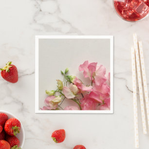 Fresh pink sweet peas napkin
