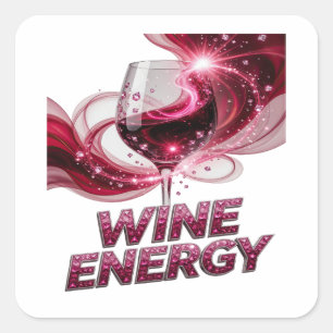 Fresh Pink WINE ENERGY Square Sticker