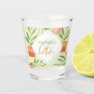 Fresh Plants In Ceramic Pots Watercolor  Shot Glass