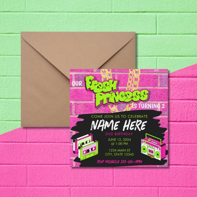 Fresh Princess 90s Boombox Hot Pink Birthday Invitation (Creator Uploaded)