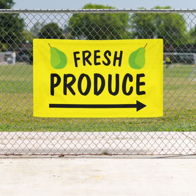 Fresh produce banner sign with green pears logo (Insitu)