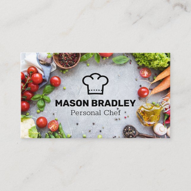Fresh Produce | Chef Hat Logo Business Card (Front)