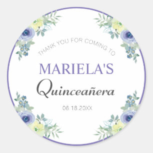 Fresh Purple Floral Quinceañera Birthday Thank You Classic Round Sticker