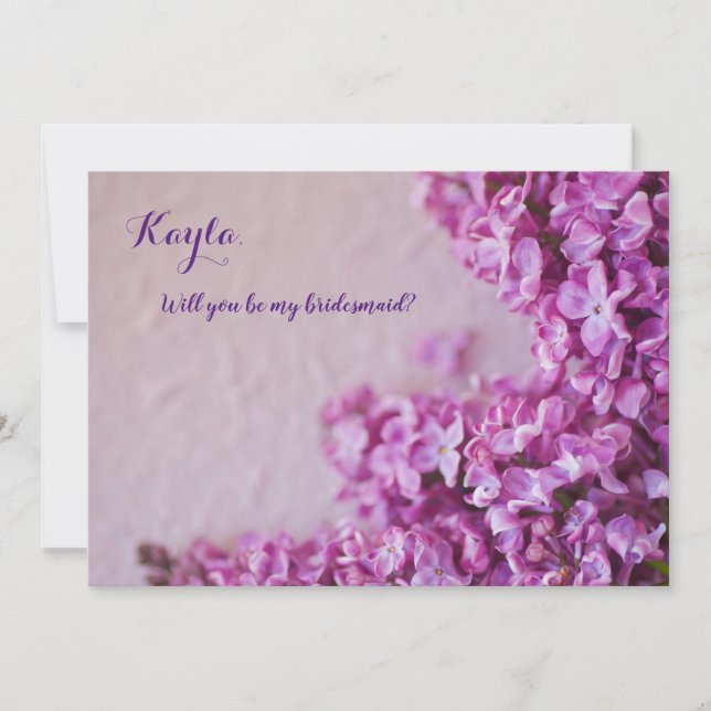 Fresh purple lilacs on texture invitation (Front)