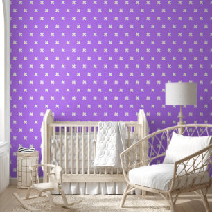 Fresh Purple-White Cross Pattern Wallpaper