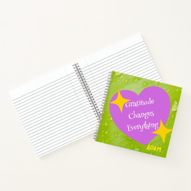 Fresh raindrops & purple heart Gratitude  Notebook (Inside)