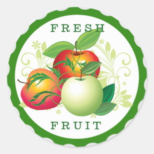 Fresh Red And Green Apples Illustration Classic Round Sticker