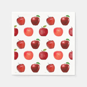 Fresh Red Apples on White Napkin