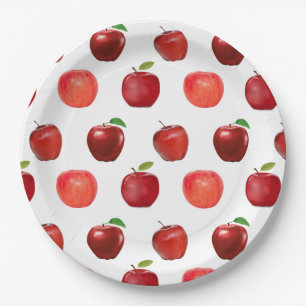 Fresh Red Apples on White Paper Plate