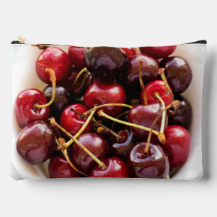 Fresh Red Cherries in a Bowl Photograph Accessory Pouch