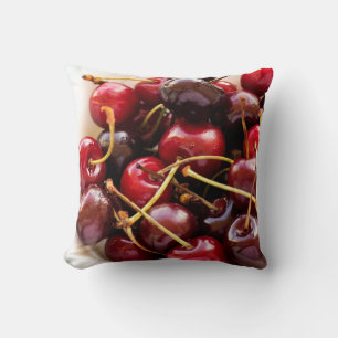 Fresh Red Cherries in a Bowl Photograph Cushion