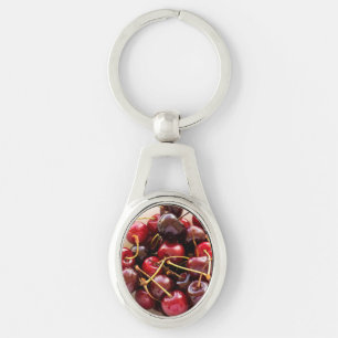 Fresh Red Cherries in a Bowl Photograph Key Ring