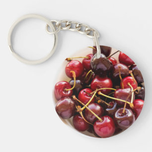 Fresh Red Cherries in a Bowl Photograph Key Ring