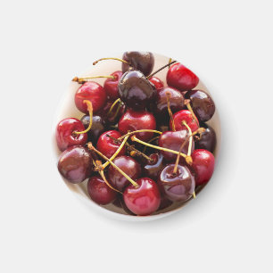 Fresh Red Cherries in a Bowl Photograph Magnet