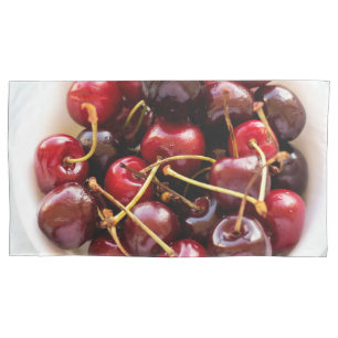 Fresh Red Cherries in a Bowl Photograph Pillowcase