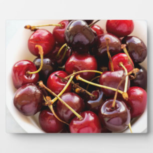Fresh Red Cherries in a Bowl Photograph Plaque