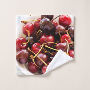 Fresh Red Cherries in a Bowl Photograph Wash Cloth
